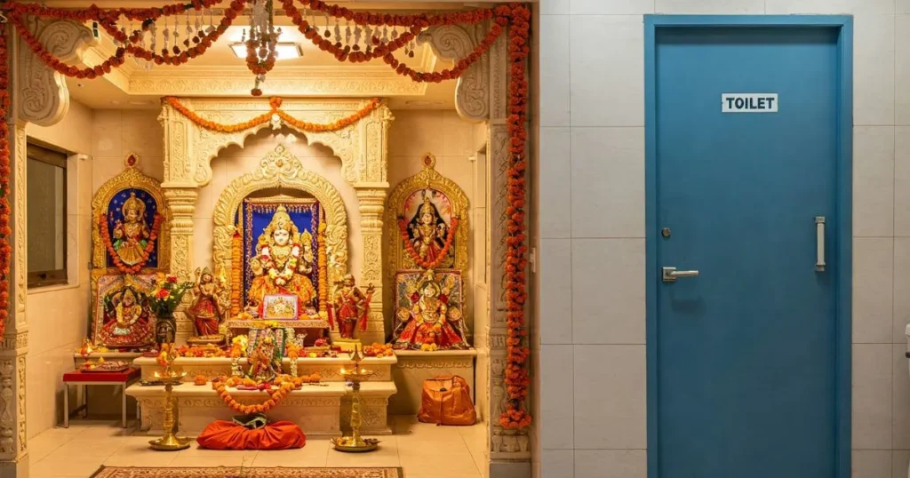 Pooja Room Next to a Toilet